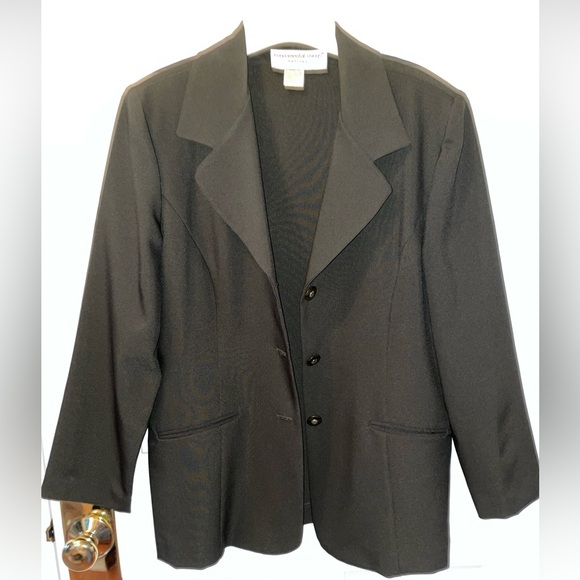Misses 14 dark green jacket, lucite buttons, unlined, pockets - Picture 4 of 16